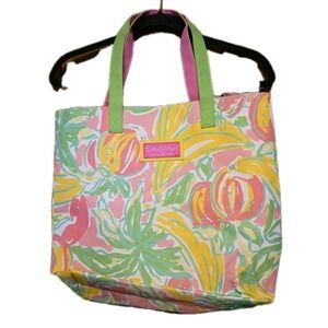 Lilly Pulitzer x Estee Lauder Beach Tote Bag Tropical Floral Lemon Resortwear